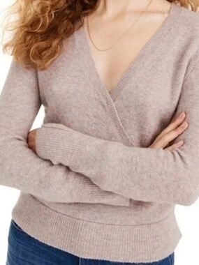 Madewell Grey Wrap Sweater- Merino Wool Alpaca- Size Small